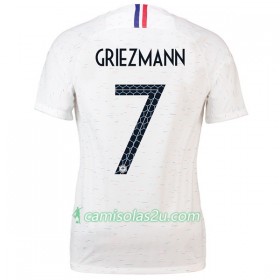 Camisolas de Futebol França Griezmann 7 Mulher Equipamento Alternativa Copa do Mundo 2018 Manga Curta